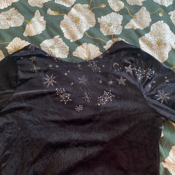 H&M Black Velour Bodysuit Unitard with Stars - Picture 1 of 6